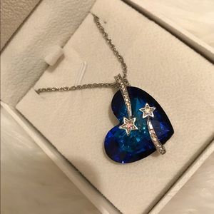 Blue Heart Necklace Made With Swarovski Crystals