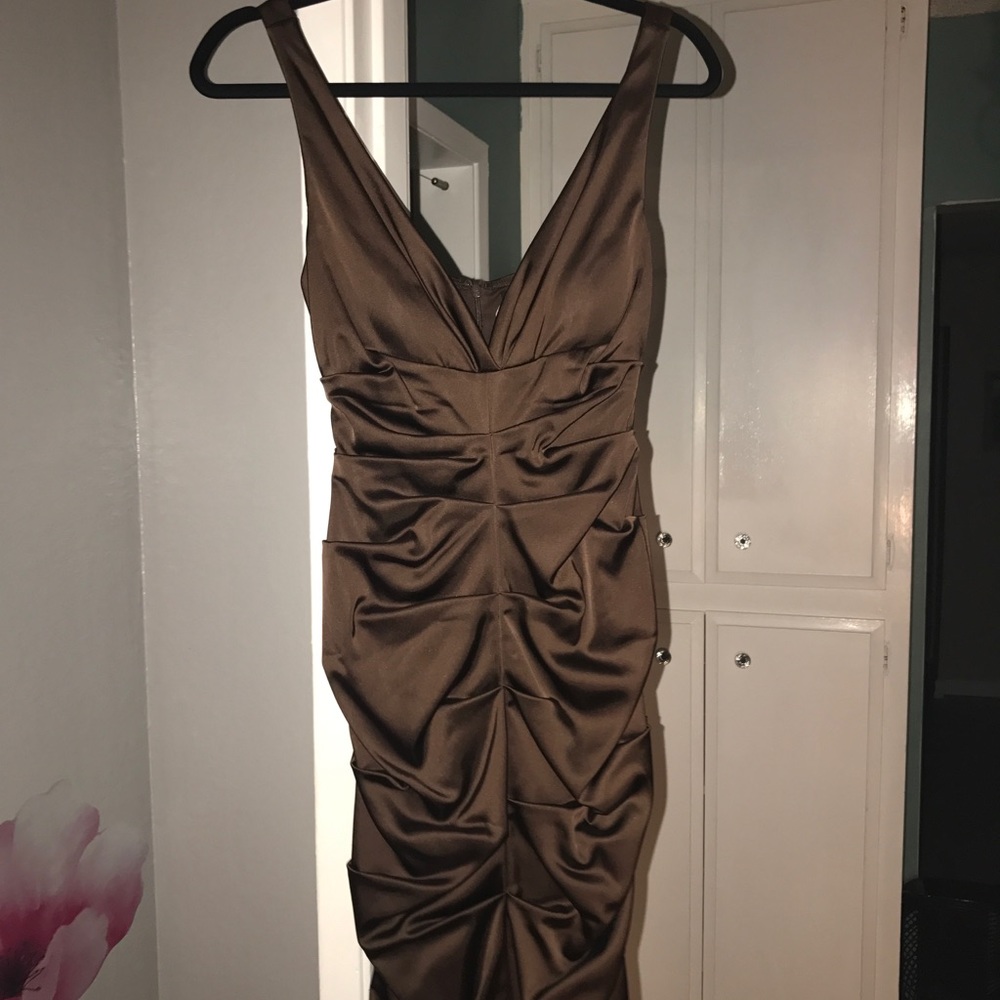 Chocolate Brown Satin Dress