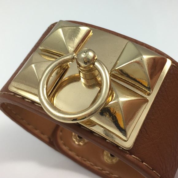 Dark beige/brown gold pyramid cuff - Picture 4 of 5