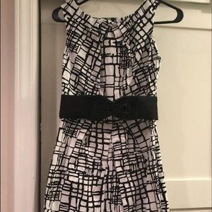 Black and white belted dress