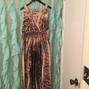 Peacock maxi dress with tie dye effects