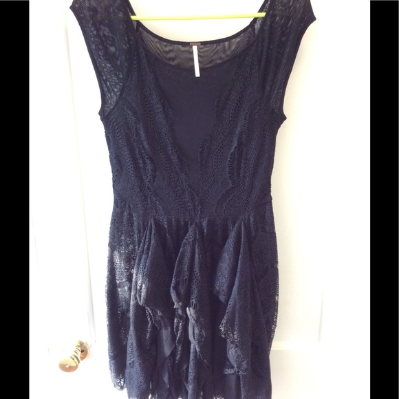 EUC Free People Black Lace Party Dress - Picture 2 of 4