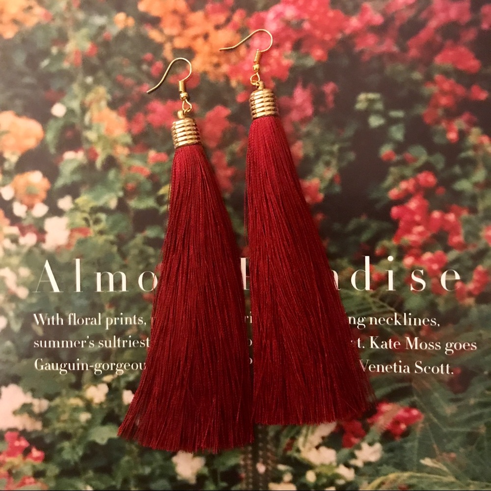 Boho Tassel Earrings (Wine)
