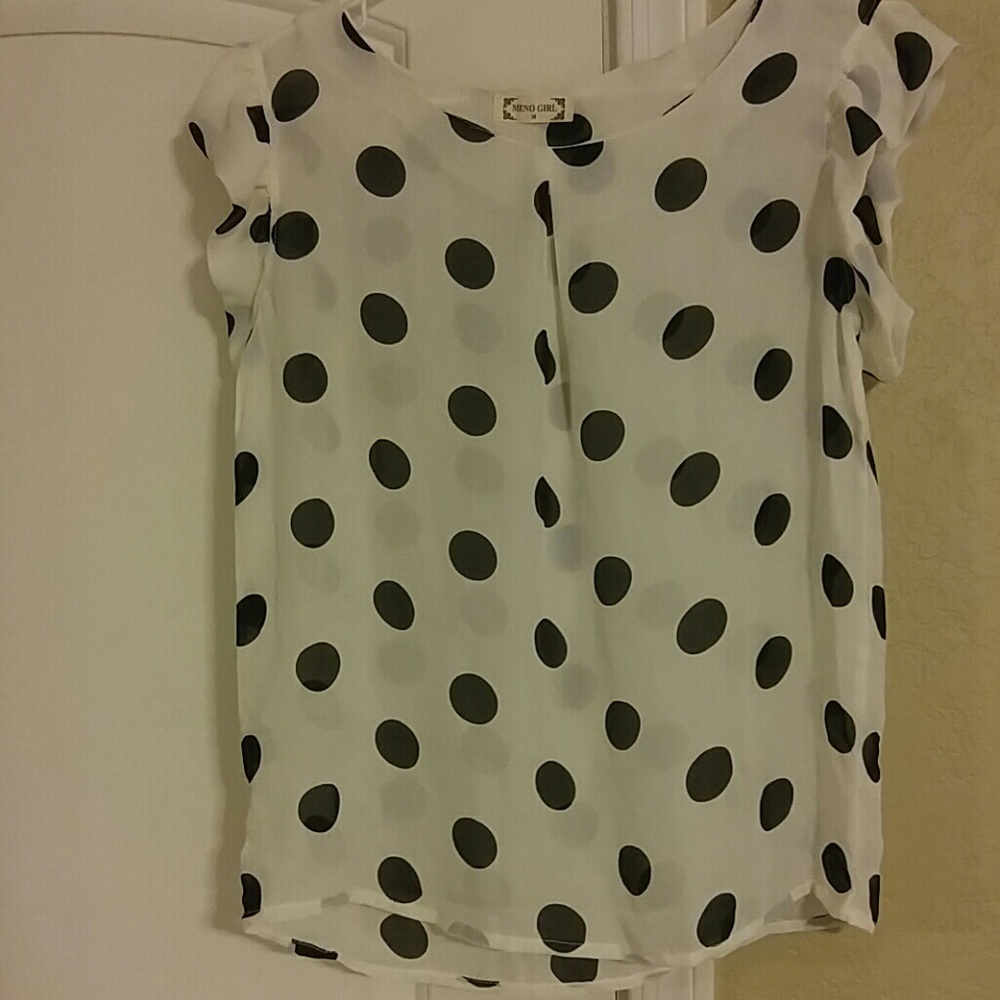 Sheer black and white blouse