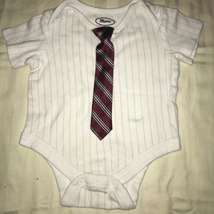Blume White and Tan Pinstriped Onesie with a Tie !