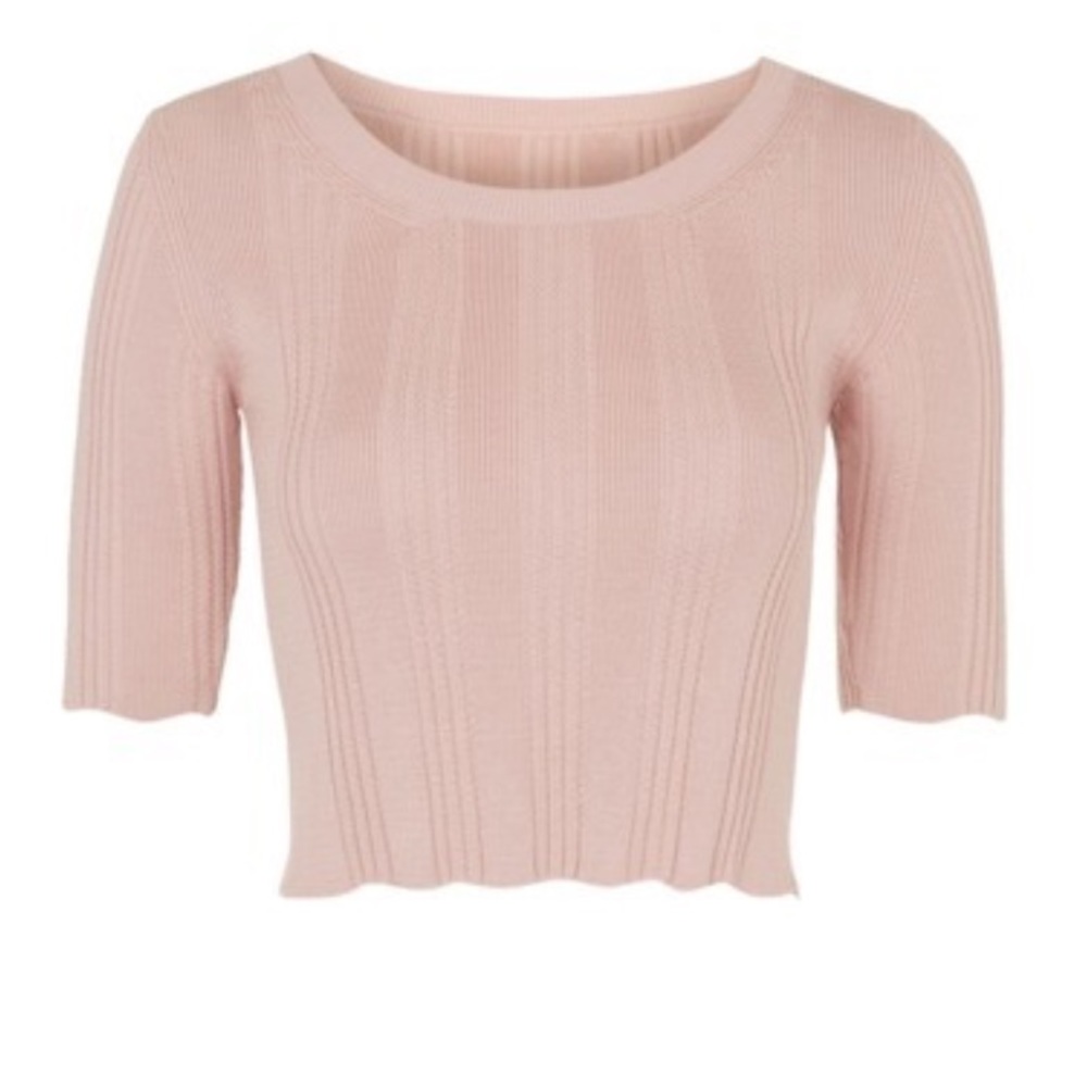 TopShop '70s Scoop Neck Crop Top Size 12 Pale Pink