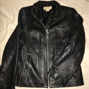Black Leather Michael Kors Jacket