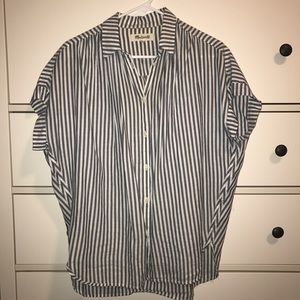 Madewell White and Blue Striped Top