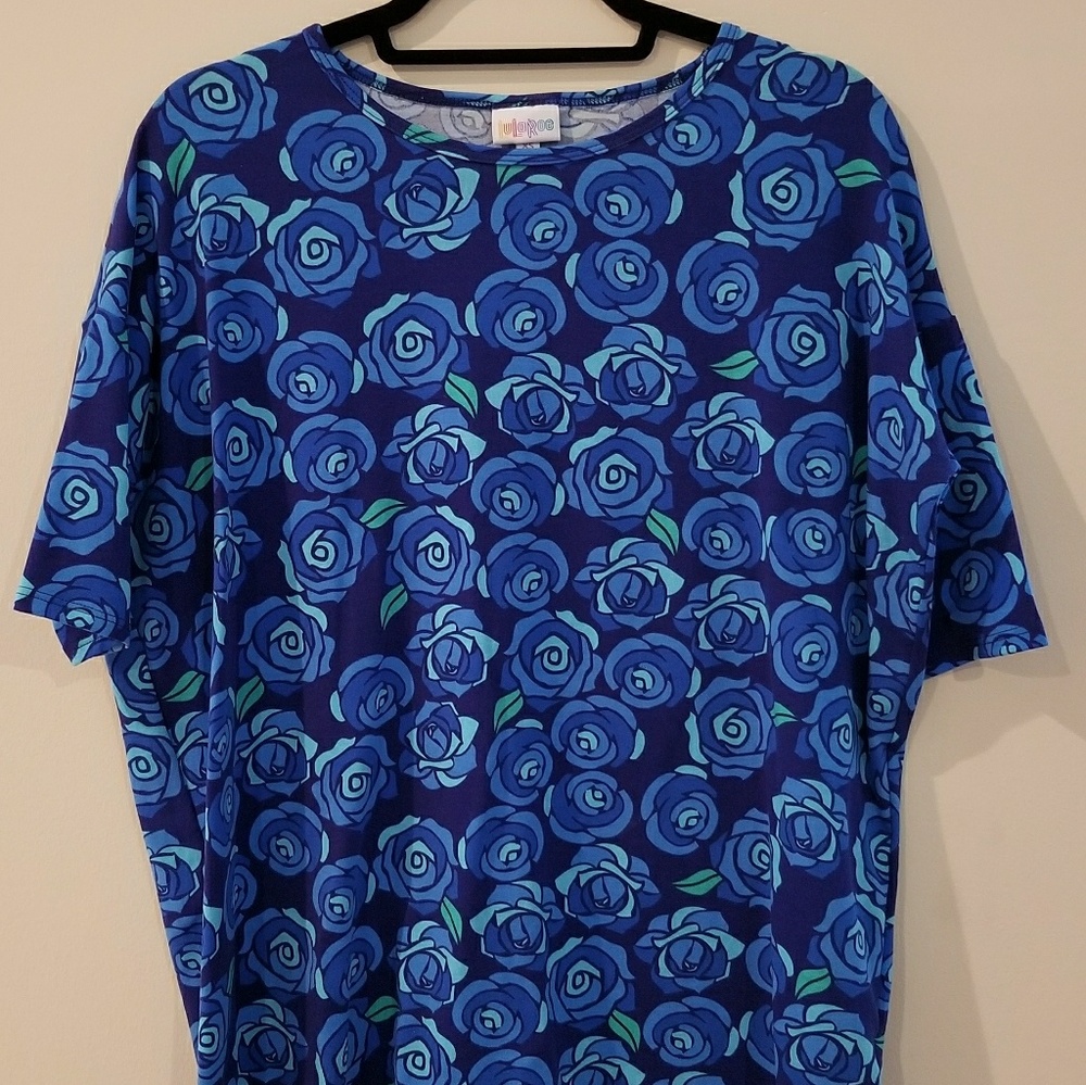 XS LuLaRoe Blue Disney Roses Irma