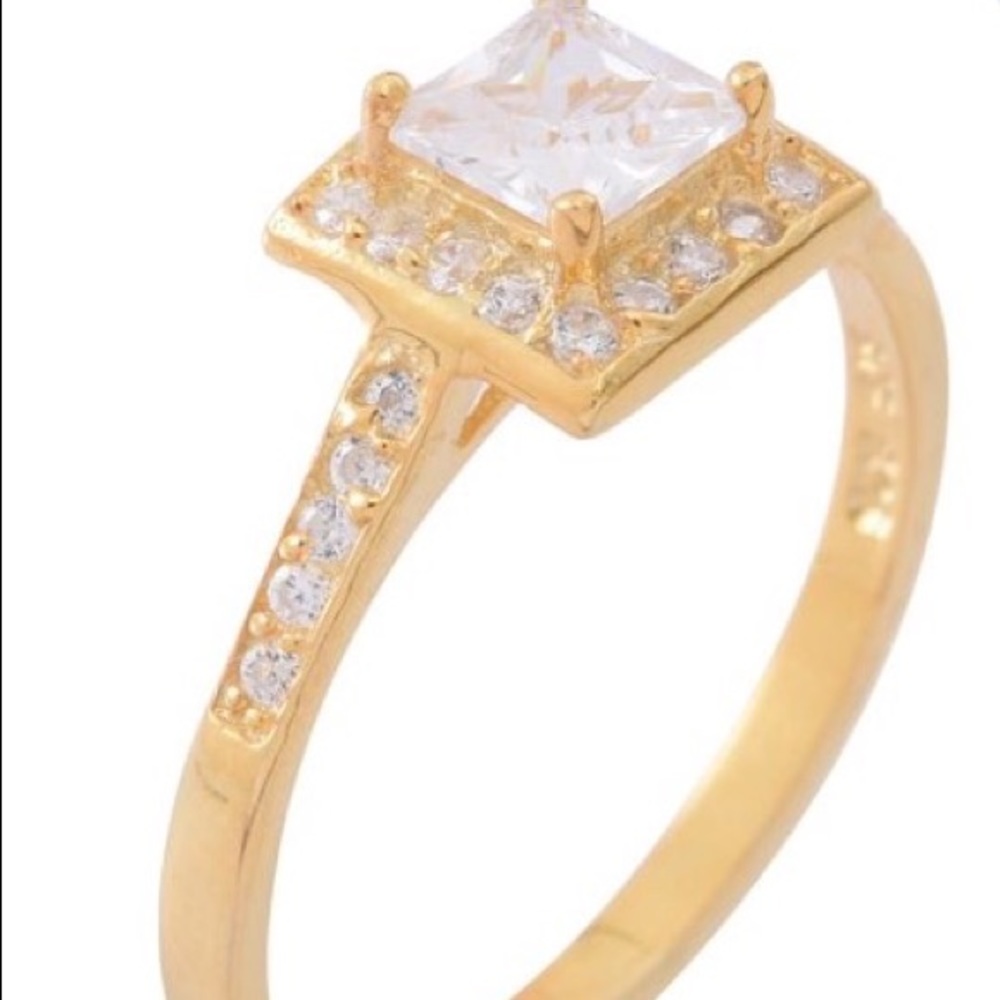 14 K Yellow Gold Over Sterling Halo Set - Picture 5 of 8
