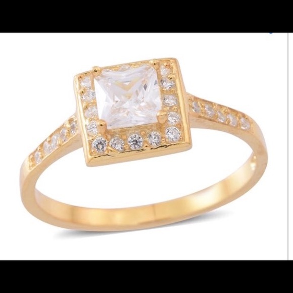 14 K Yellow Gold Over Sterling Halo Set - Picture 4 of 8