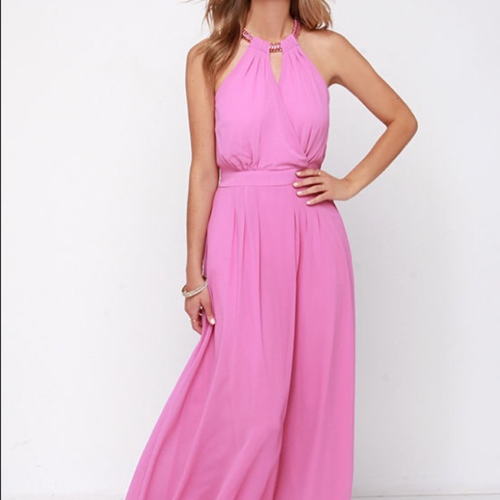 Pink Halter Maxi Dress