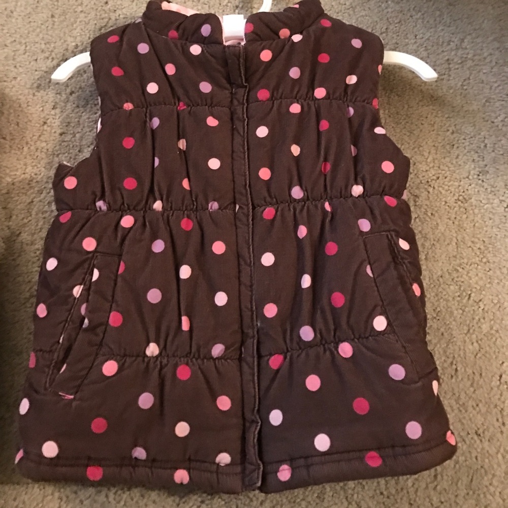 Carter's Brown Polka Dot Girls' Puff Vest Size 6