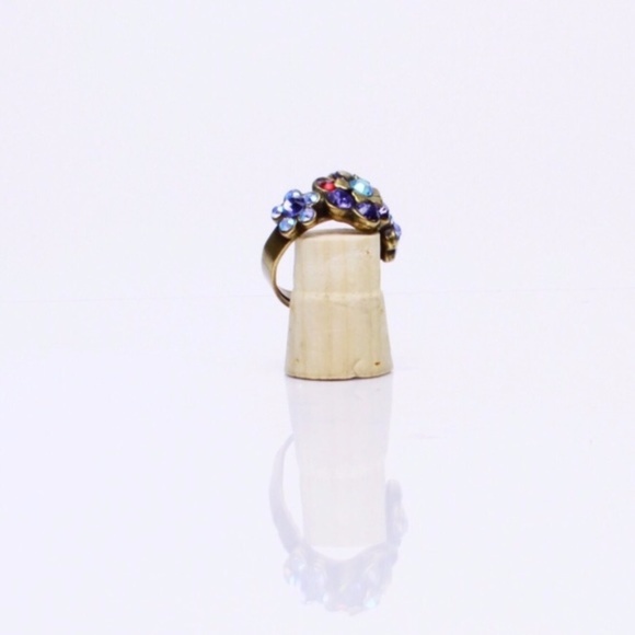 . {Michal Negrin} Crystal floral adjustable ring - Picture 2 of 8