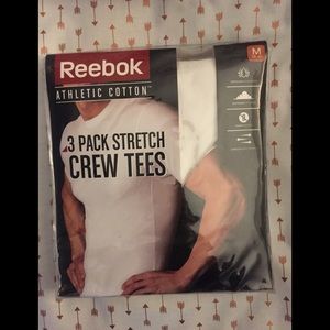 Reebok Athletic Cotton 3 Pack Stretch Crew Tees M