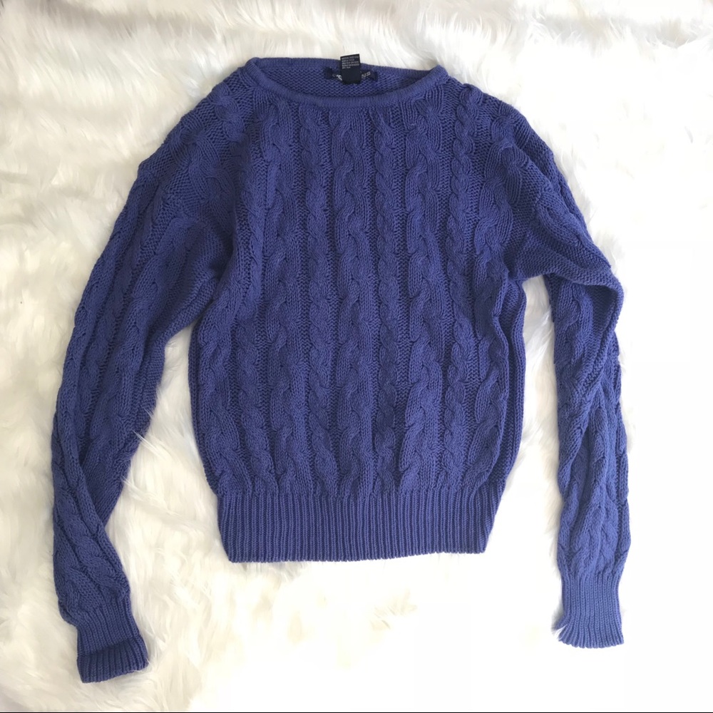 Purple cable knit sweater