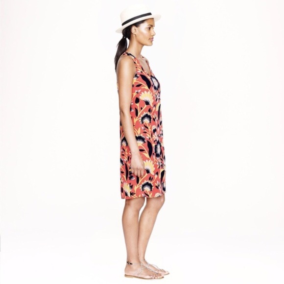 [J Crew] Silk Floral Twist Back Dress Coral - Picture 3 of 8