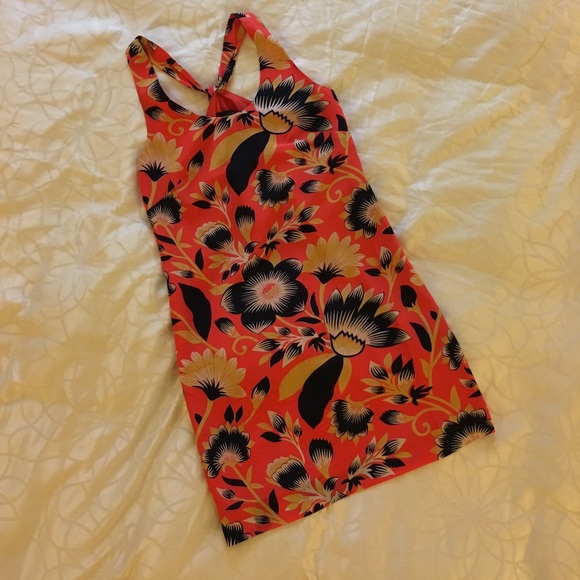 [J Crew] Silk Floral Twist Back Dress Coral - Picture 4 of 8