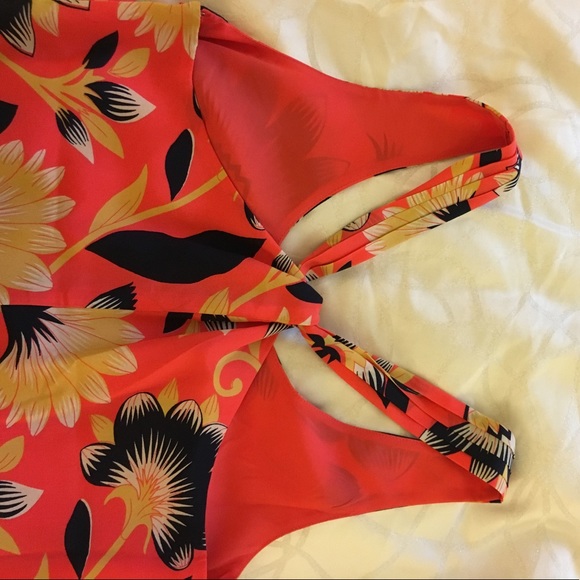 [J Crew] Silk Floral Twist Back Dress Coral - Picture 7 of 8