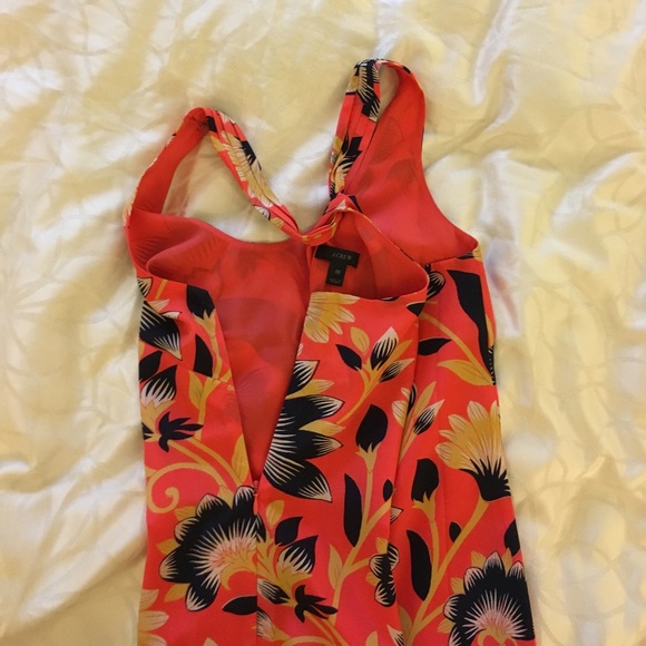 [J Crew] Silk Floral Twist Back Dress Coral - Picture 6 of 8