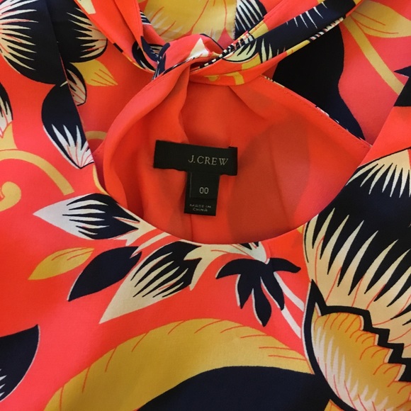 [J Crew] Silk Floral Twist Back Dress Coral - Picture 8 of 8
