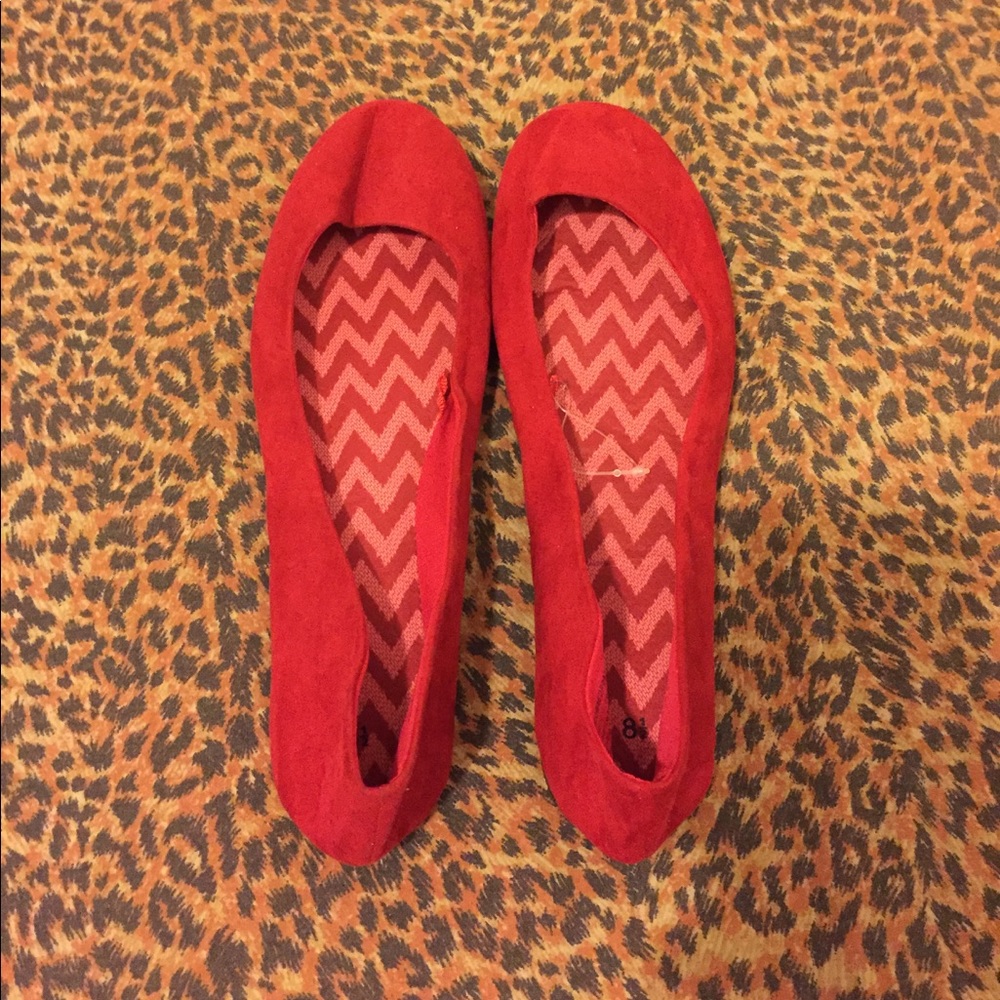 Red swede flat shoe