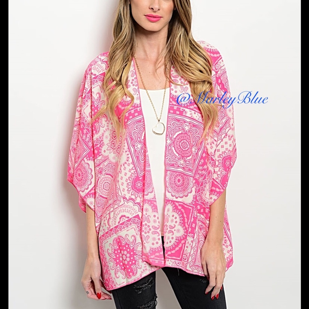 Buy2 Get 1 FREE!!⭐️ Pink & White Summer Kimono🇺🇸Made in USA