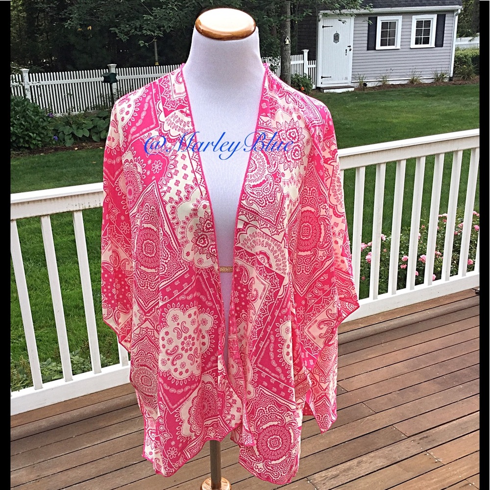 Buy2 Get 1 FREE!!⭐️ Pink & White Summer Kimono🇺🇸Made in USA