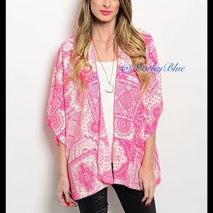 $7⭐️ Pink & White Summer Kimono🇺🇸Made in USA