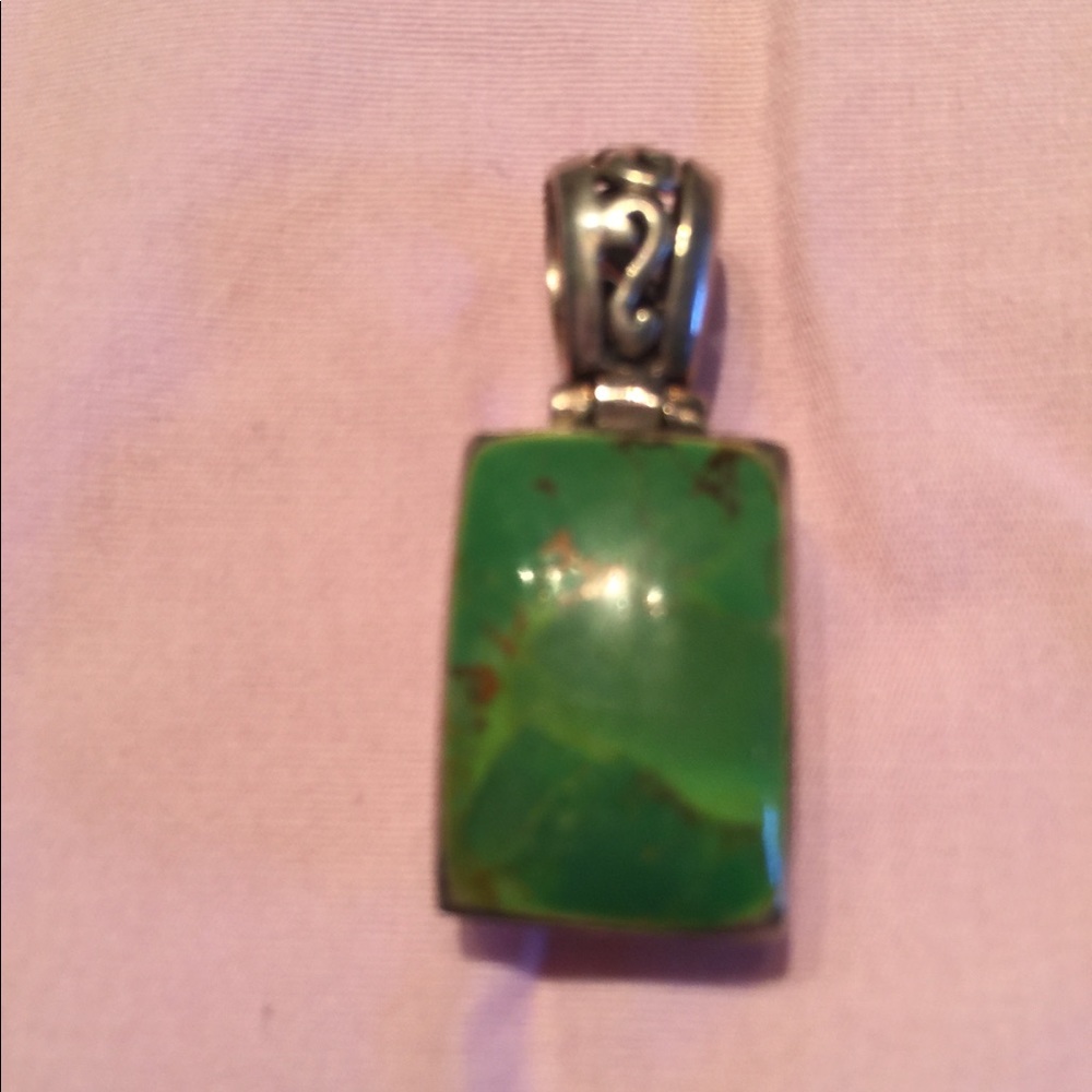 Green turquoise pendant. Reversible.