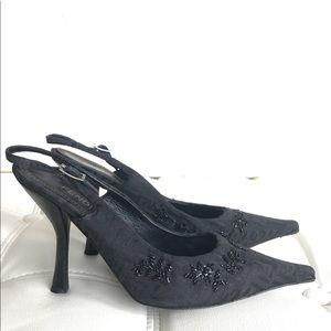 Fendi Monogram Beaded slingback heels