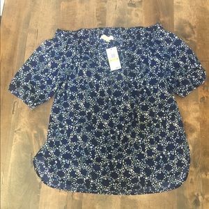 MICHAEL Michael Kors OTS Navy Floral Blouse