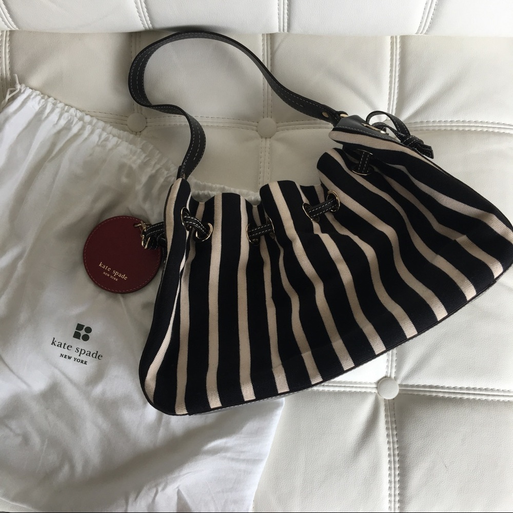 Kate Spade black and white stripe handbag