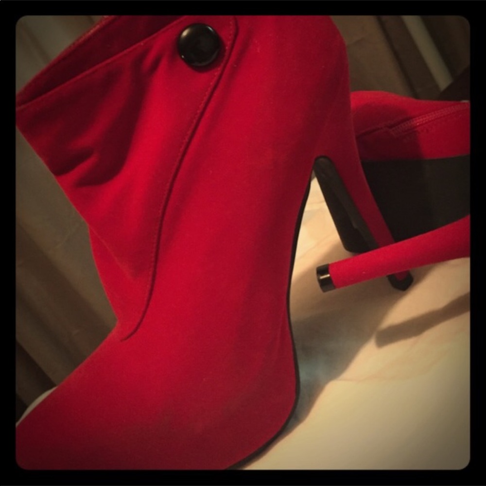Red stilleto booties