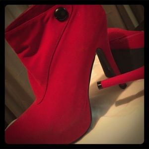 Red stilleto booties