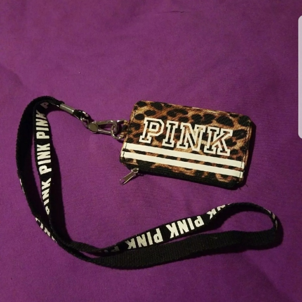 Vs pink leopard print lanyard rare htf