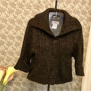 Chunky Knit Cropped 3/4 Sleeve Cardigan Urban Diva