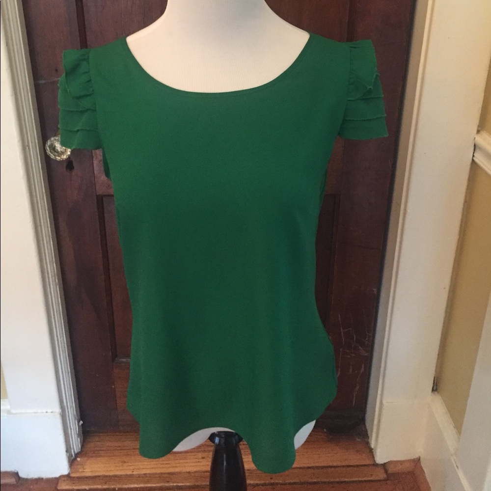 Short sleeve green silk blouse