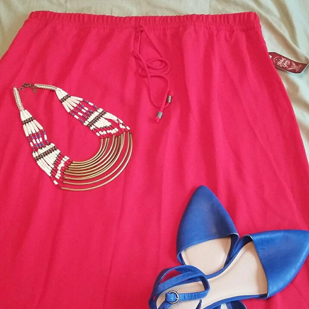 Red maxi skirt