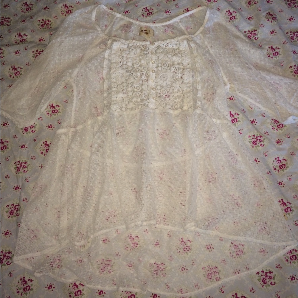 Woman's small Hollister white sheer shirt