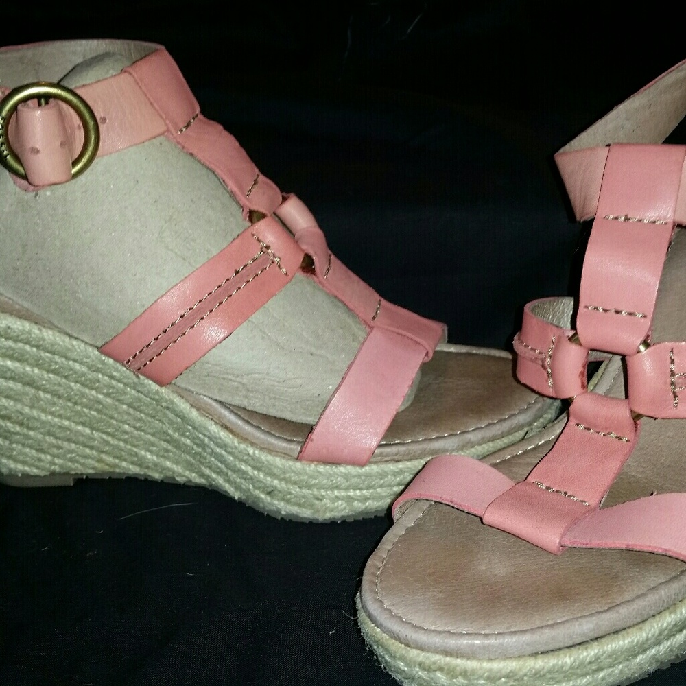 Fossil Leather Wedge Sandals