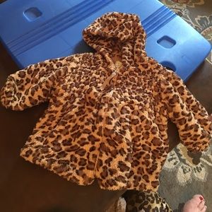 Fuzzy leopard winter coat