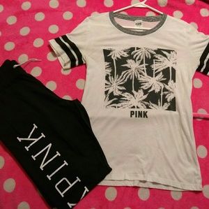 PINK Lg pants/shirt outfit.Fits medium much better