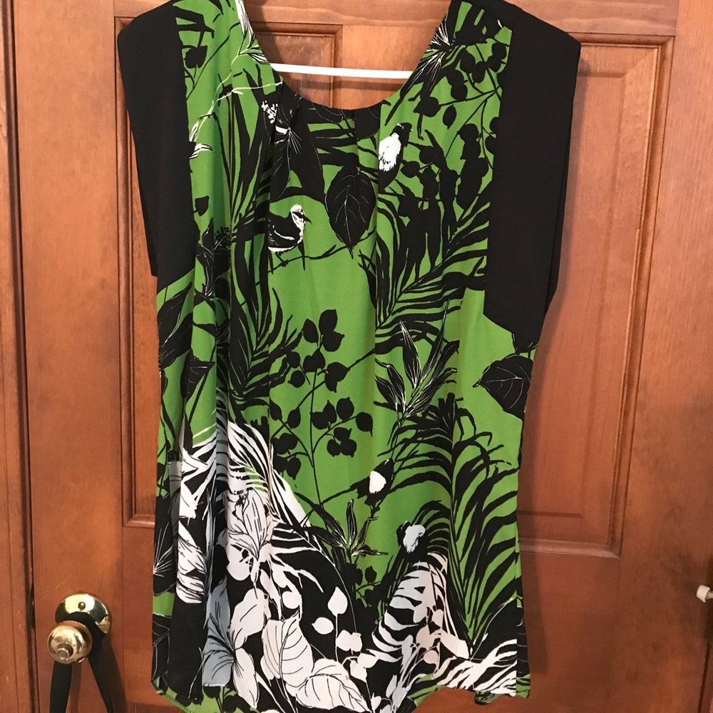 Beautiful black, green, and white blouse