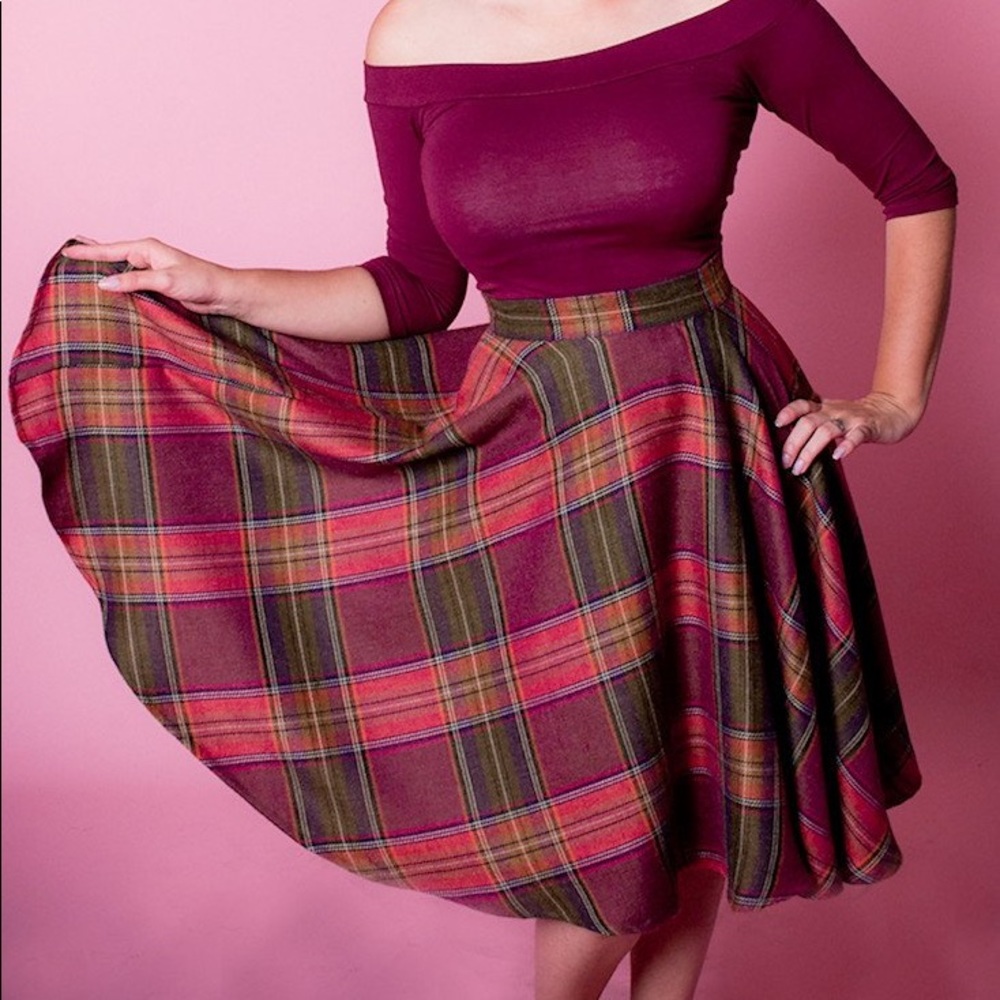 NWT Retro Plaid Skirt