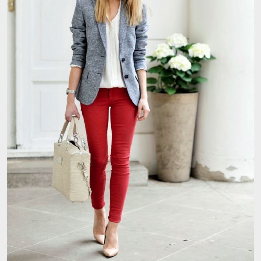 Red Ralph Lauren Straight Leg Skinny Jeans