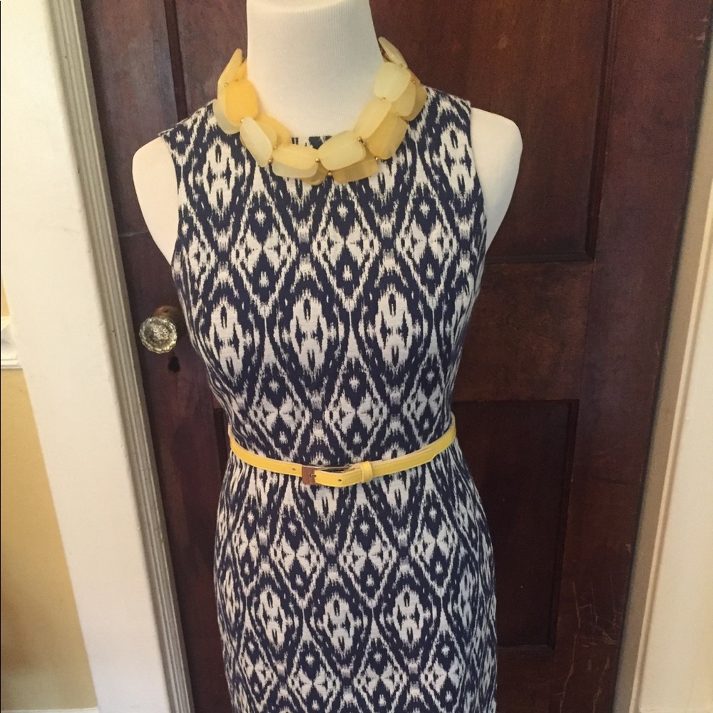 Anne Klein navy print sheath dress