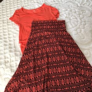 NWOT Lularoe Small Azure Skirt w coordinating Top