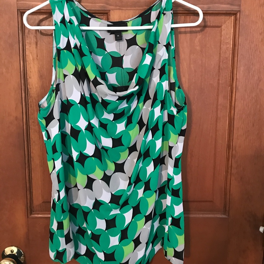 Fun green, black, white, and grey tank blouse