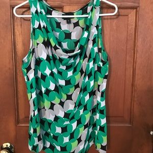 Fun green, black, white, and grey tank blouse